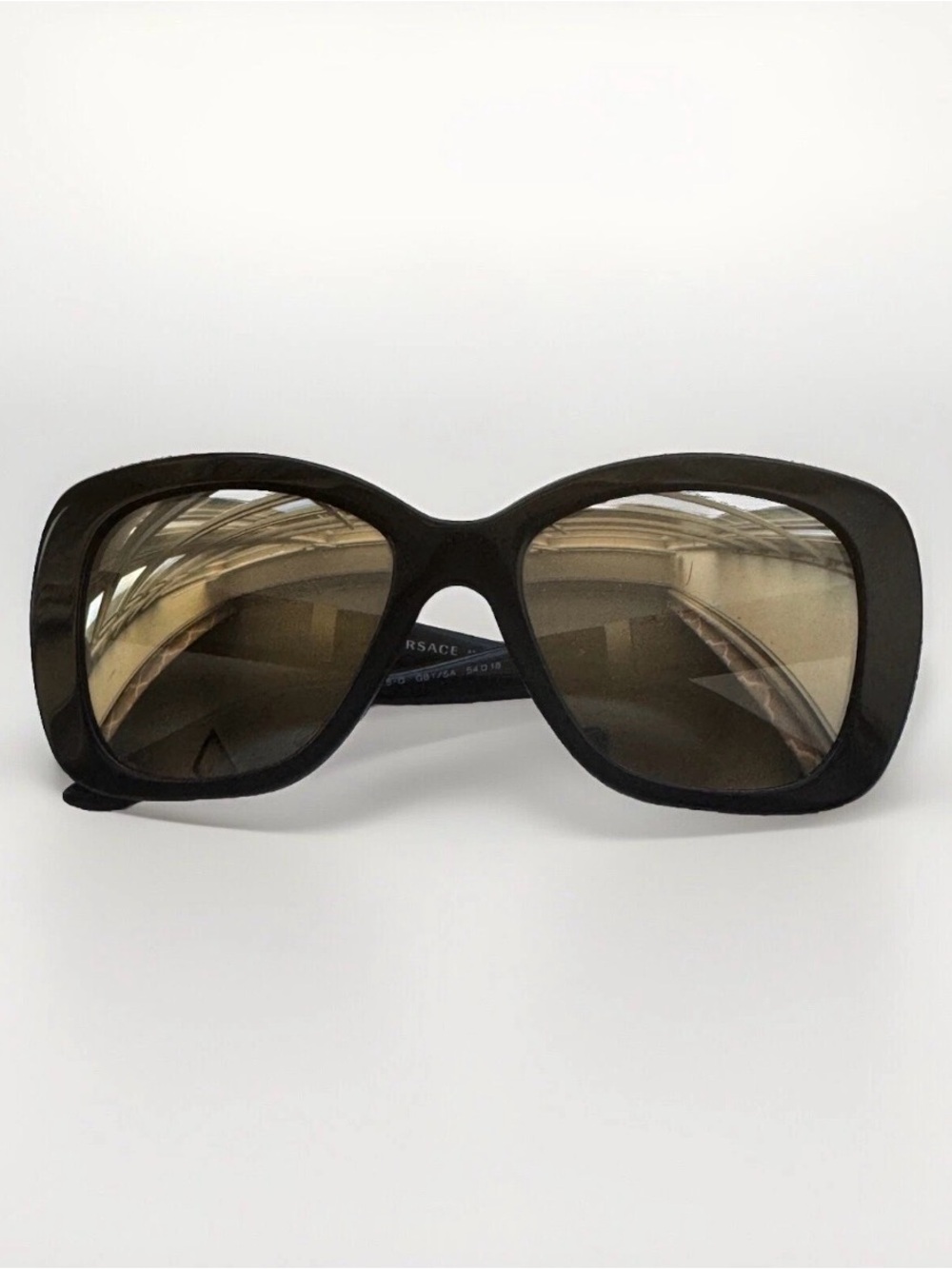 Versace Oversized Square Sunglasses in Black with Brown Gradient Lenses